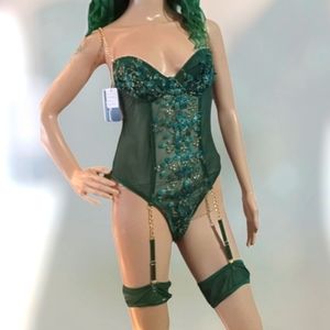 2pc Green & Gold Lingerie Set